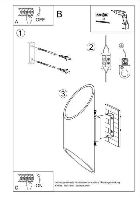 Aplique de pared PENNE 30 blanco, G9