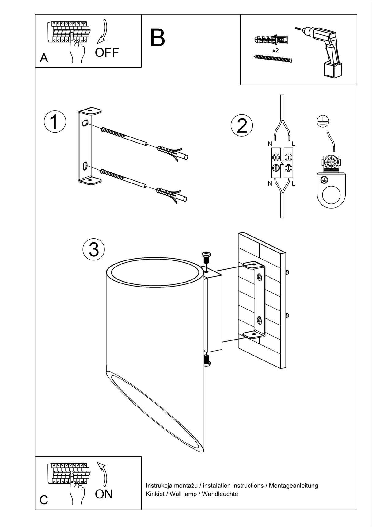 Aplique de pared PENNE 20 negro, G9