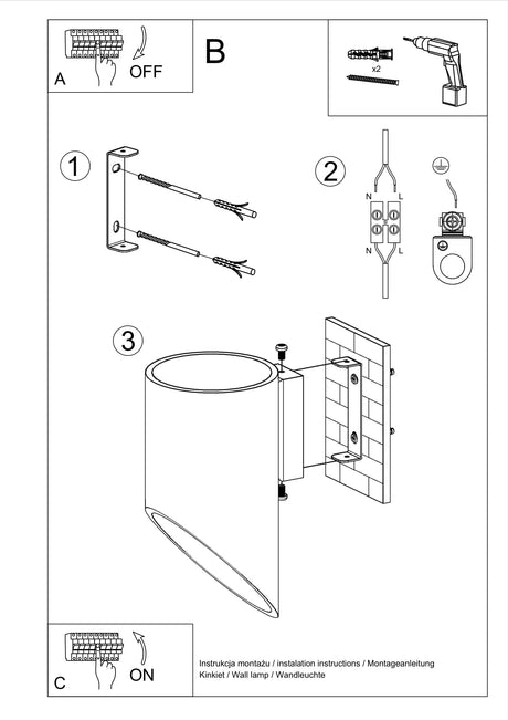 Aplique de pared PENNE 20 negro, G9