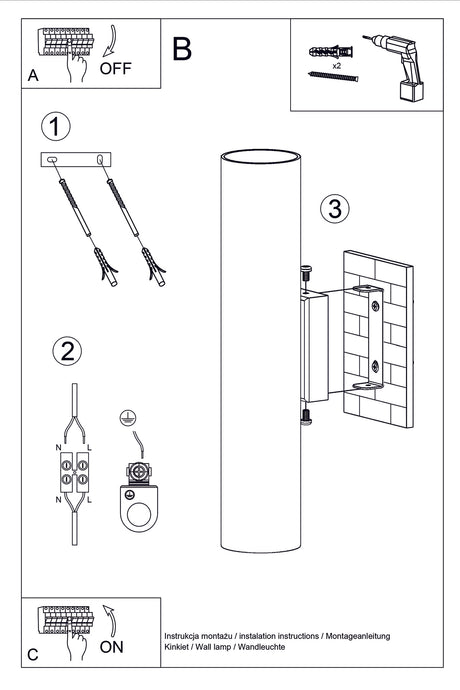 Aplique de pared LAGOS 2 negro, GU10