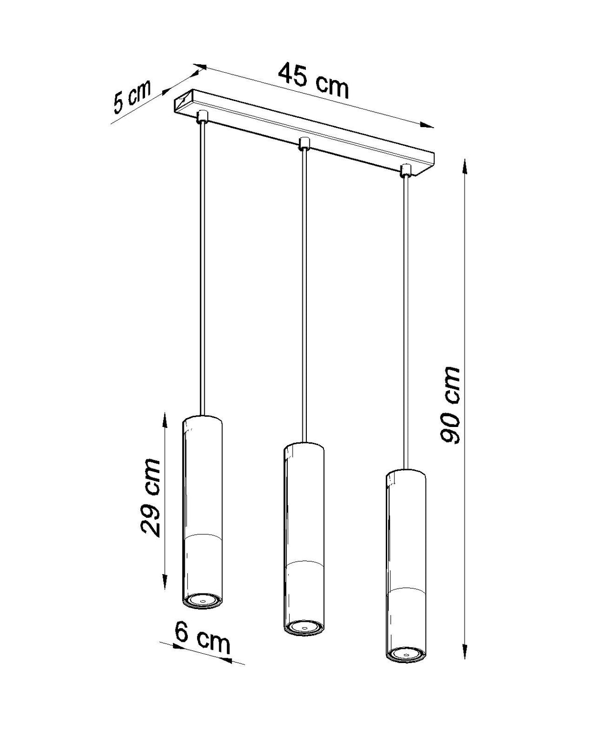 Lámpara de techo LOOPEZ 3L negro, GU10/cromo