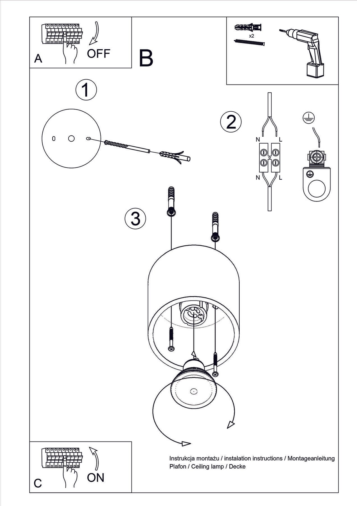 Aplique de techo ORBIS 1 blanco, GU10
