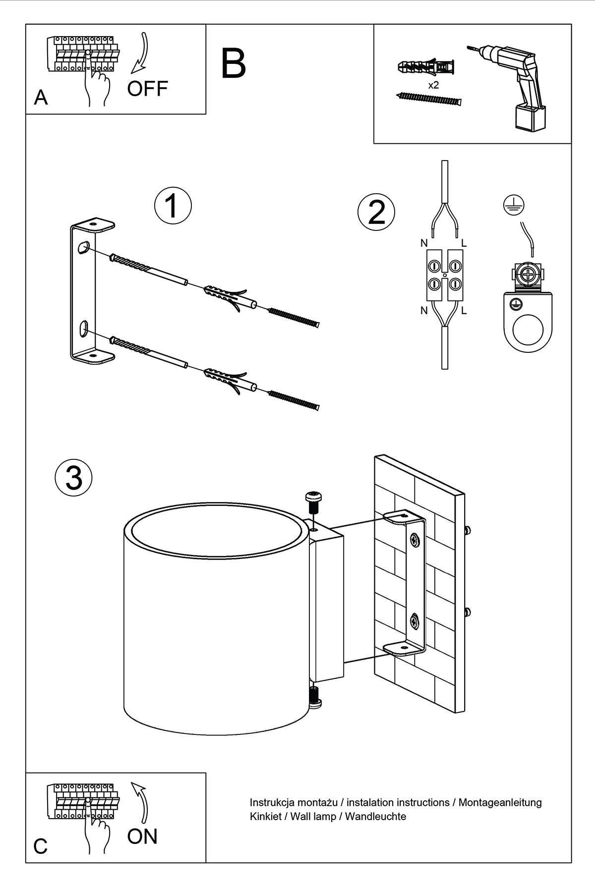 Aplique de pared ORBIS 1 negro, G9