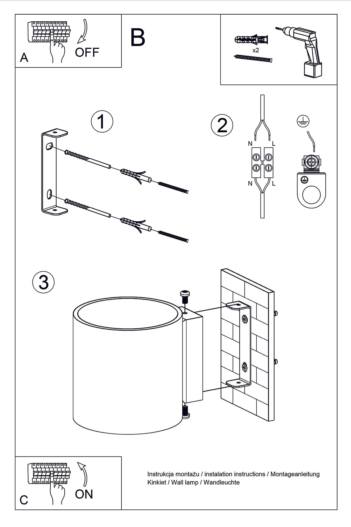 Aplique de pared ORBIS 1 blanco, G9
