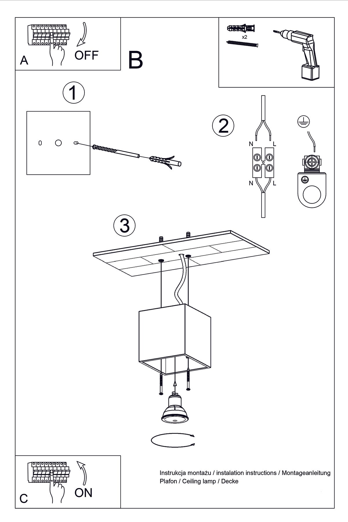 Aplique de techo QUAD 1 blanco, GU10