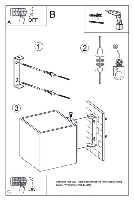 Aplique de pared QUAD 1 negro, G9