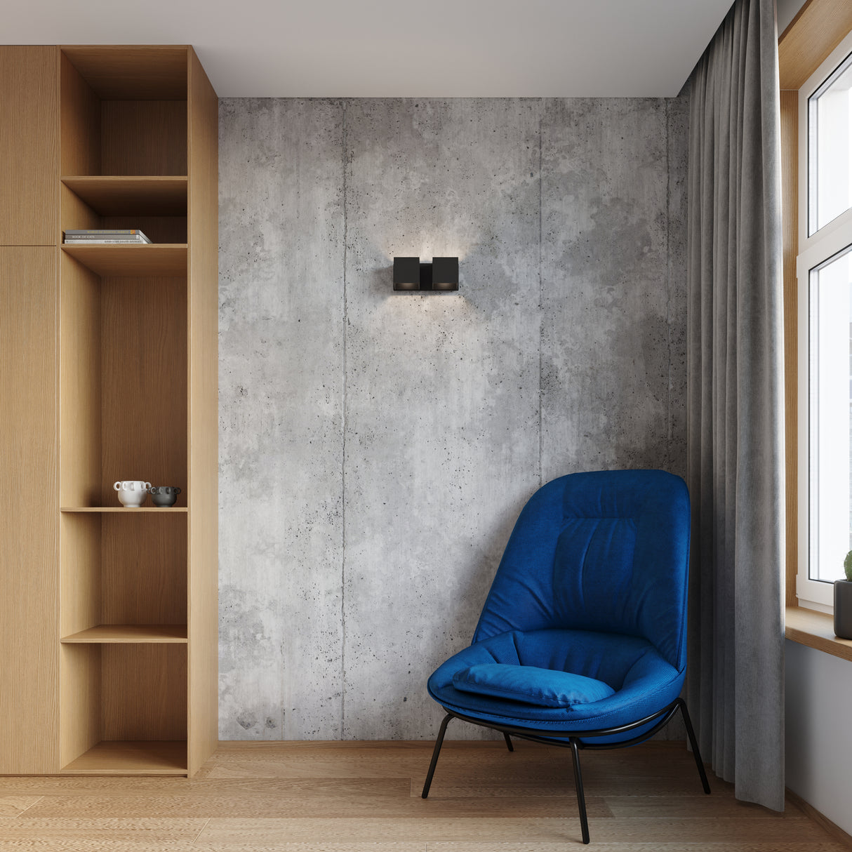 Aplique de pared QUAD 2 negro, G9