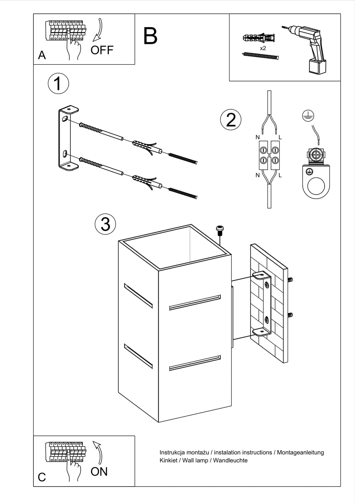 Aplique de pared BLOCCO blanco, G9