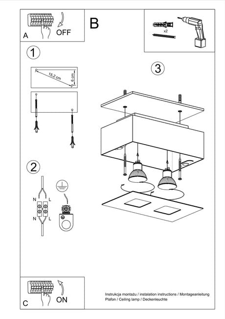 Aplique de techo MONO 2 blanco, GU10