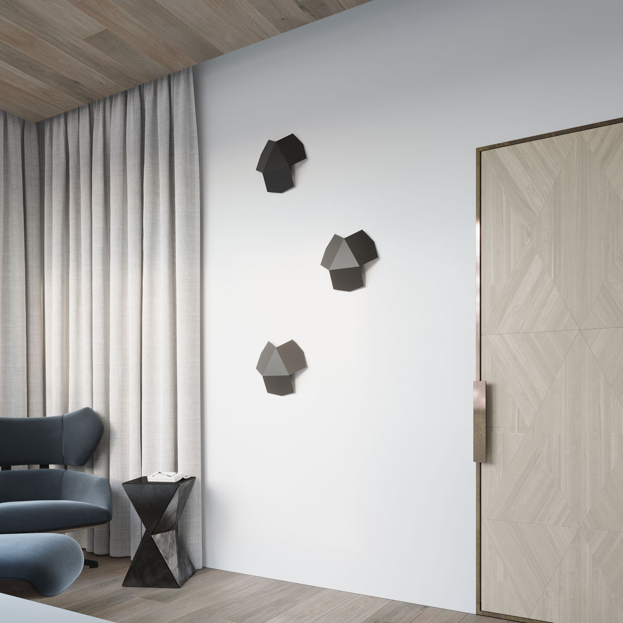 Aplique de pared TRES negro, G9