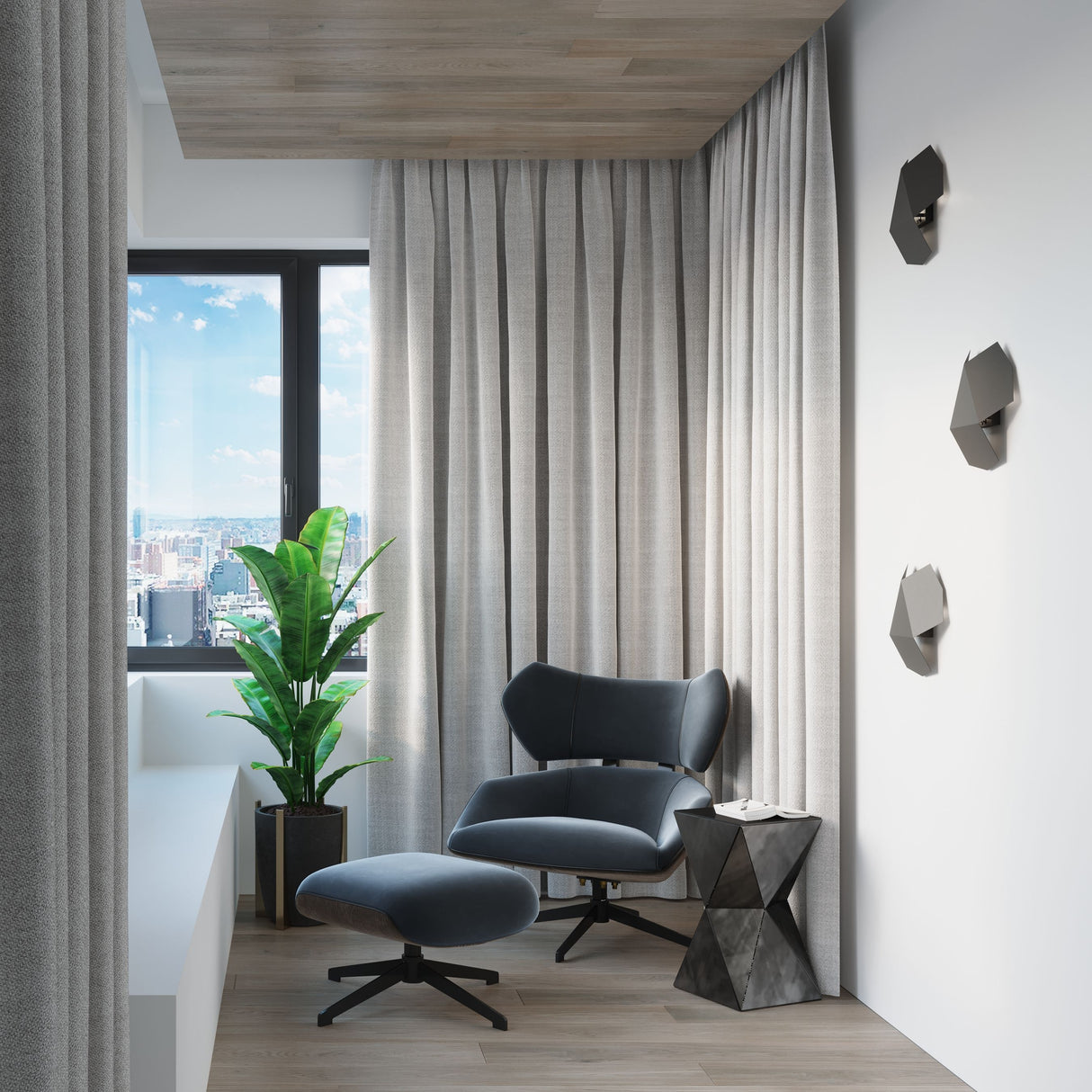 Aplique de pared TRES negro, G9