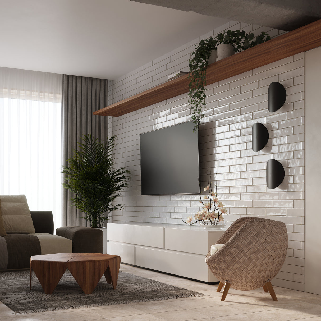 Aplique de pared SENSES negro, G9