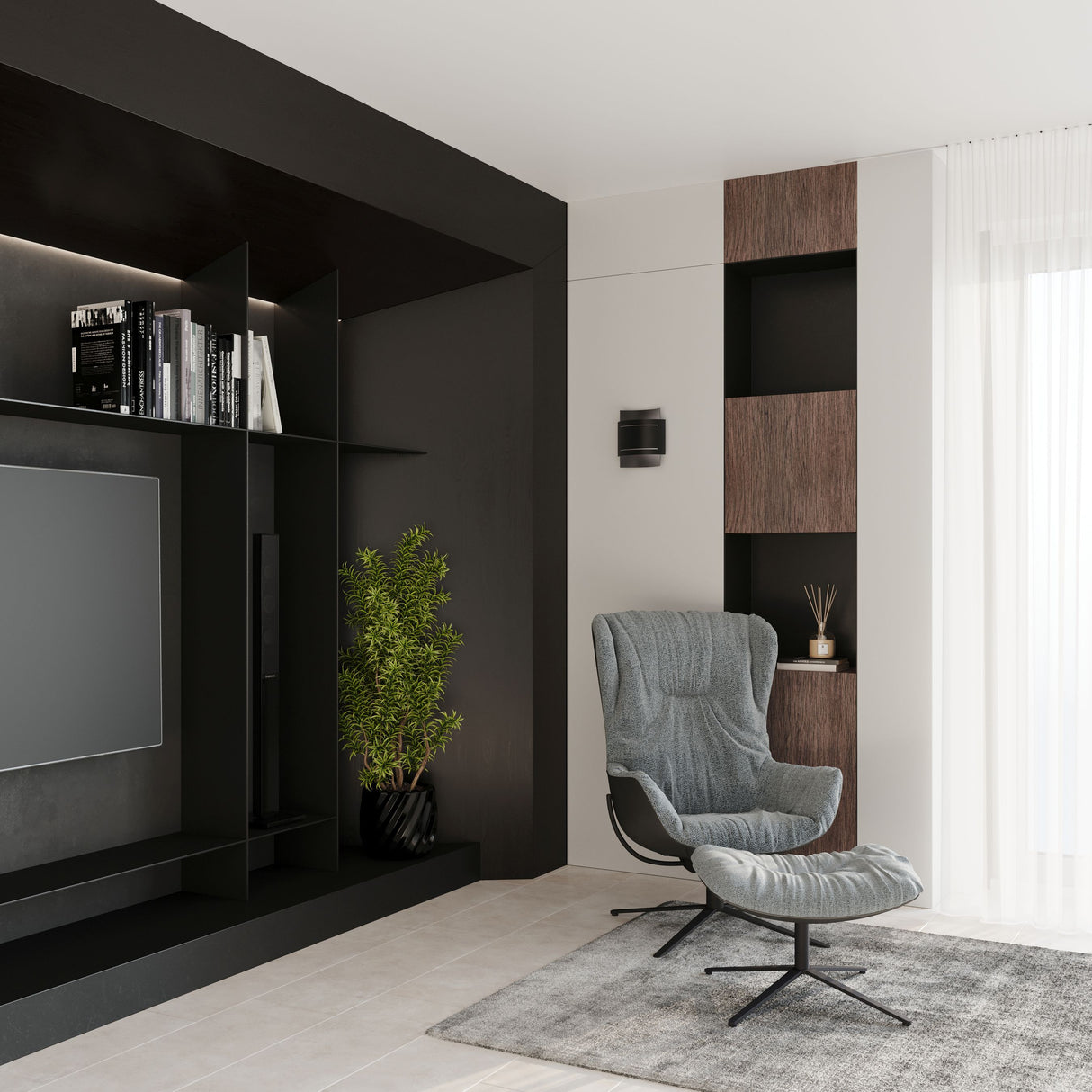 Aplique de pared HESTIA negro, G9