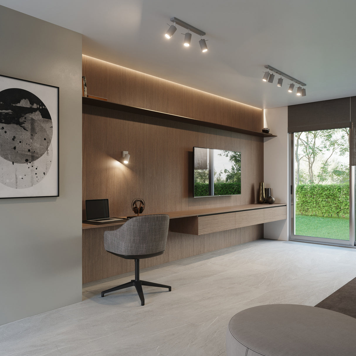 Aplique de pared RING 1 gris, GU10