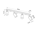 Aplique de techo RING 4L cromo, GU10