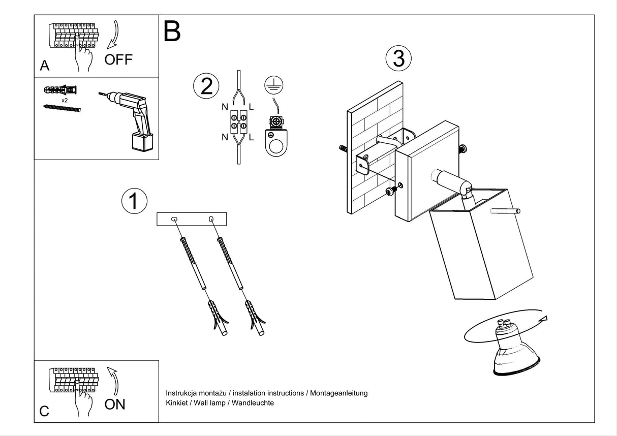 Aplique de pared MERIDA 1 gris, GU10