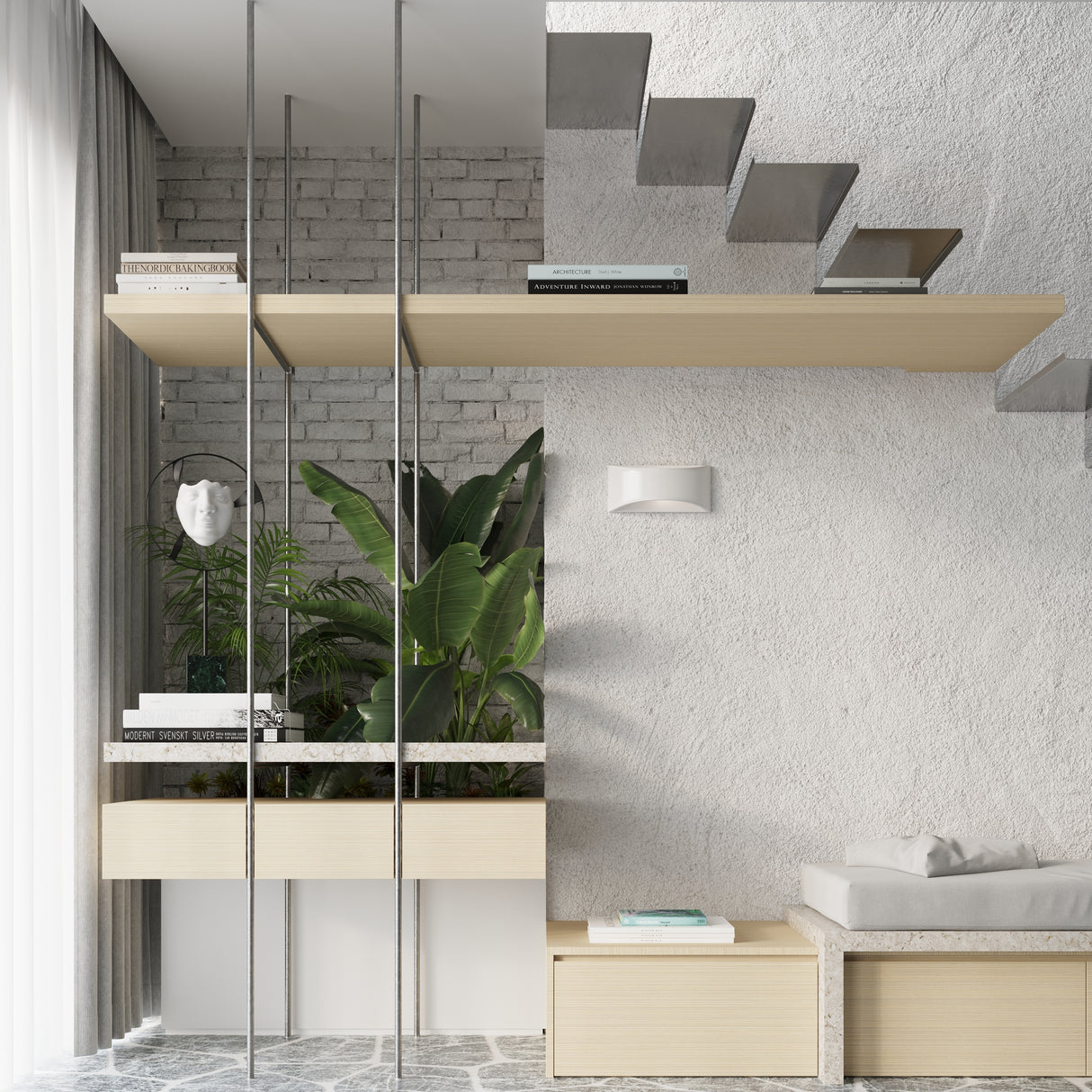 Aplique de pared barnizado VIXEN blanco brillo