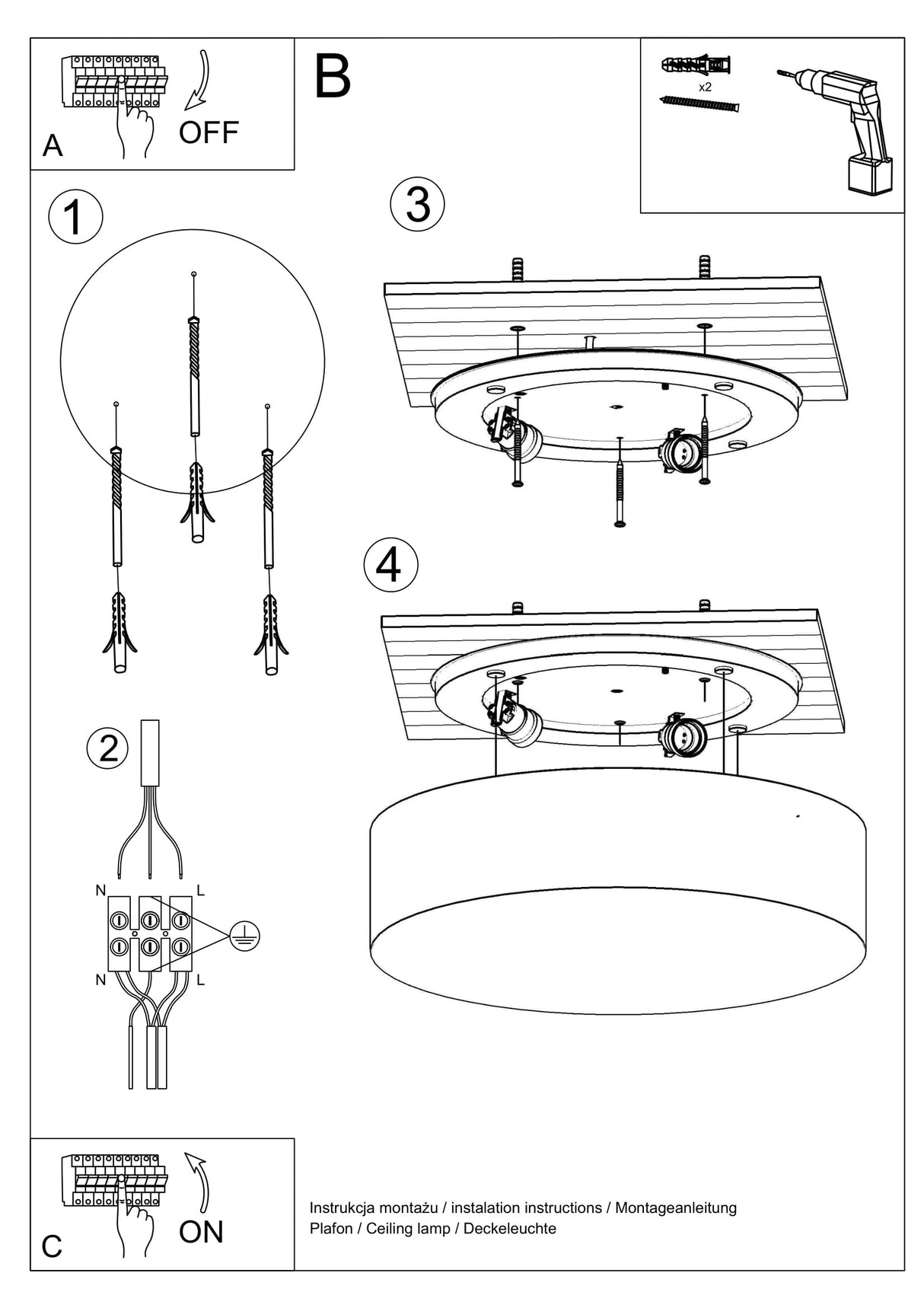 Aplique de techo ARENA gris, E27
