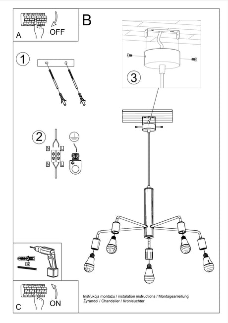 Lámpara suspendida DUOMO 5, E27