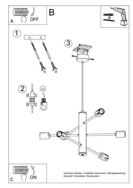 Lámpara suspendida DUOMO 6, E27