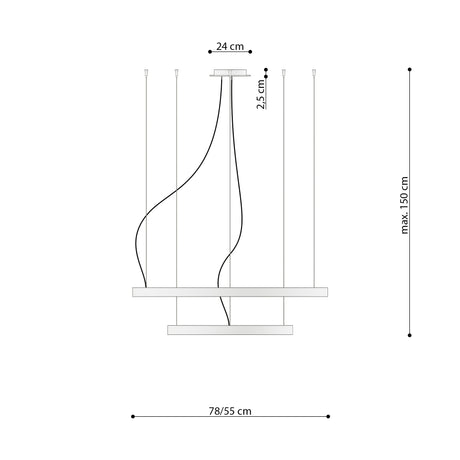 Lámpara colgante LED RIO 2 55/78, negro, 80W, 3000K