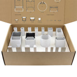 Caja con un amplio muestrario de perfiles de aluminio para la instalación de tiras led. Incluye perfiles para instalación en SUELO, SUSPENDIDOS y PLETINAS. Consíguelo GRATIS por un pedido mínimo de 1.000€ en perfiles.