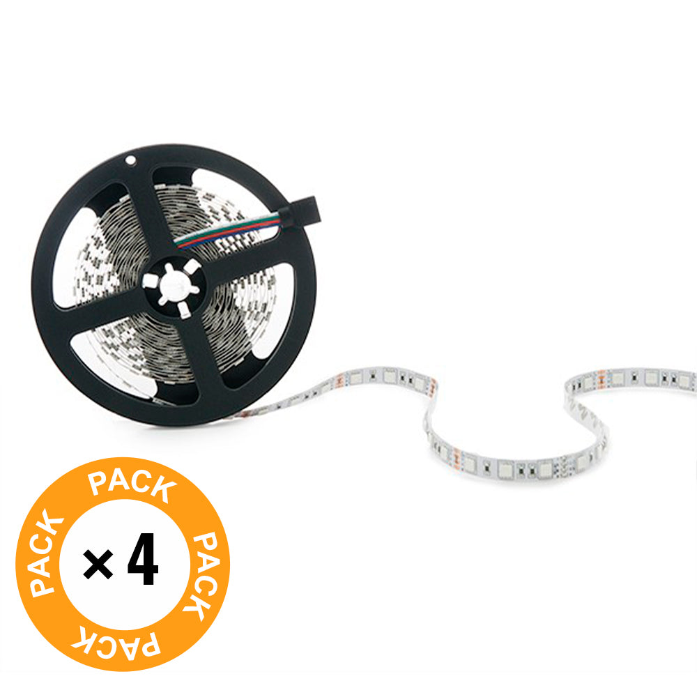 Pack 4 Tiras LED 72W 4200Lm 4200ºK 300 X SMD5050 12VDC IP65 x5M 30.000H [PL219012-PK4-AP]