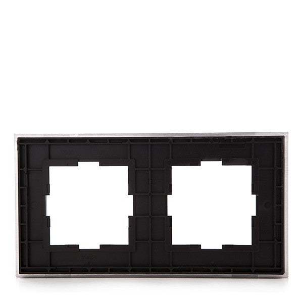 Marco PANASONIC NOVELLA 2 elementos, Montaje Horizontal/Vertical,   Aluminio Eloxal Plata (compatible Mecanismo KARRE)