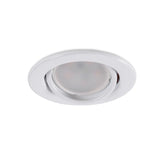 Pack de 5 Bombillas LED GU10 6W 500Lm 6000ºK 30.000H - Aro Downlight Redondo Inclinable "Vepa" Acero 90mm - Blanco