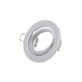 Pack de 5 Bombillas LED GU10 6W 500Lm 6000ºK 30.000H - Aro Downlight Redondo Inclinable "Vepa" Acero 90mm - Blanco