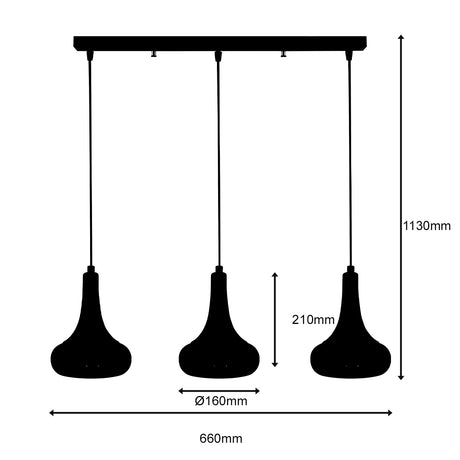 Lámpara Colgante Estilo Nórdico "Berceste" Negro 3 x E 27 Sin Bombilla [OPV-525NOR1629]
