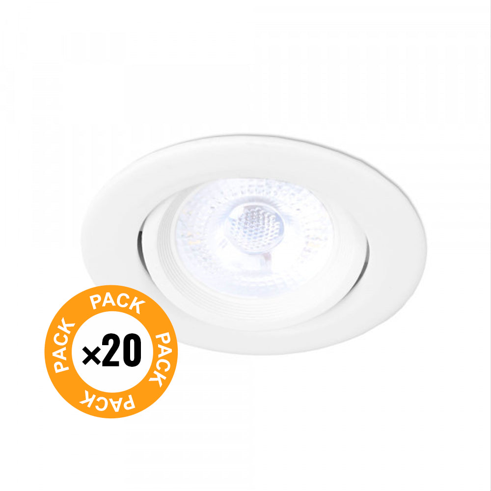 Pack 20 Downlights Redondo LED 7W 600Lm 4200ºK 38º 30.000H [HO-IN-DL7W-W-PK20]