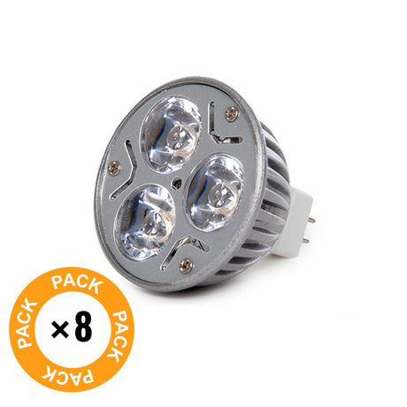 Pack 8 Bombillas LED GU5,3 6W 515Lm 3000ºK 30.000H [CA-MR16-9W-WW-PK8-AP]