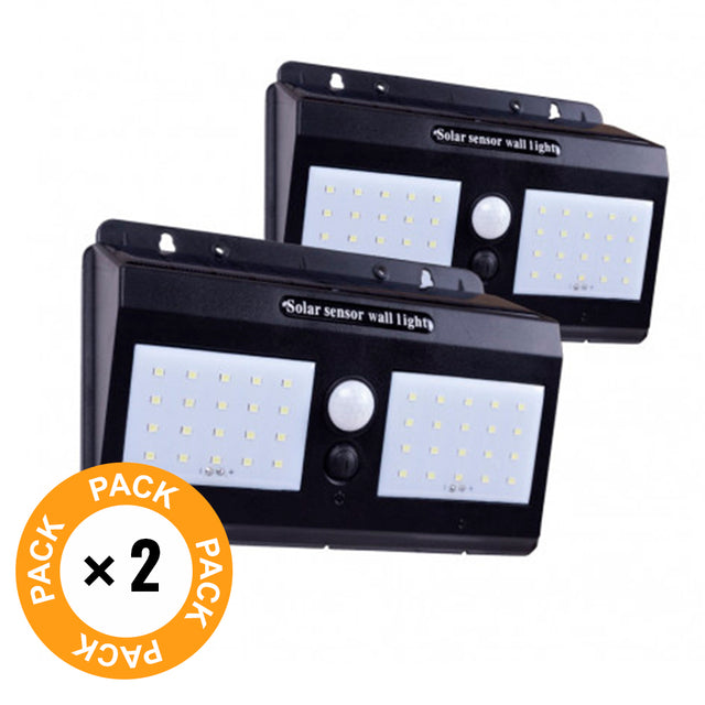 Pack 2 Apliques LED 6000ºK Solar IP65 Sensor Luz + Movimiento 30.000H [WR-SW8019-PIR-PK2]