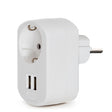 Adaptador + 1 X Toma Corriente  + 2 X USB Cargador - IP20 - Blanco