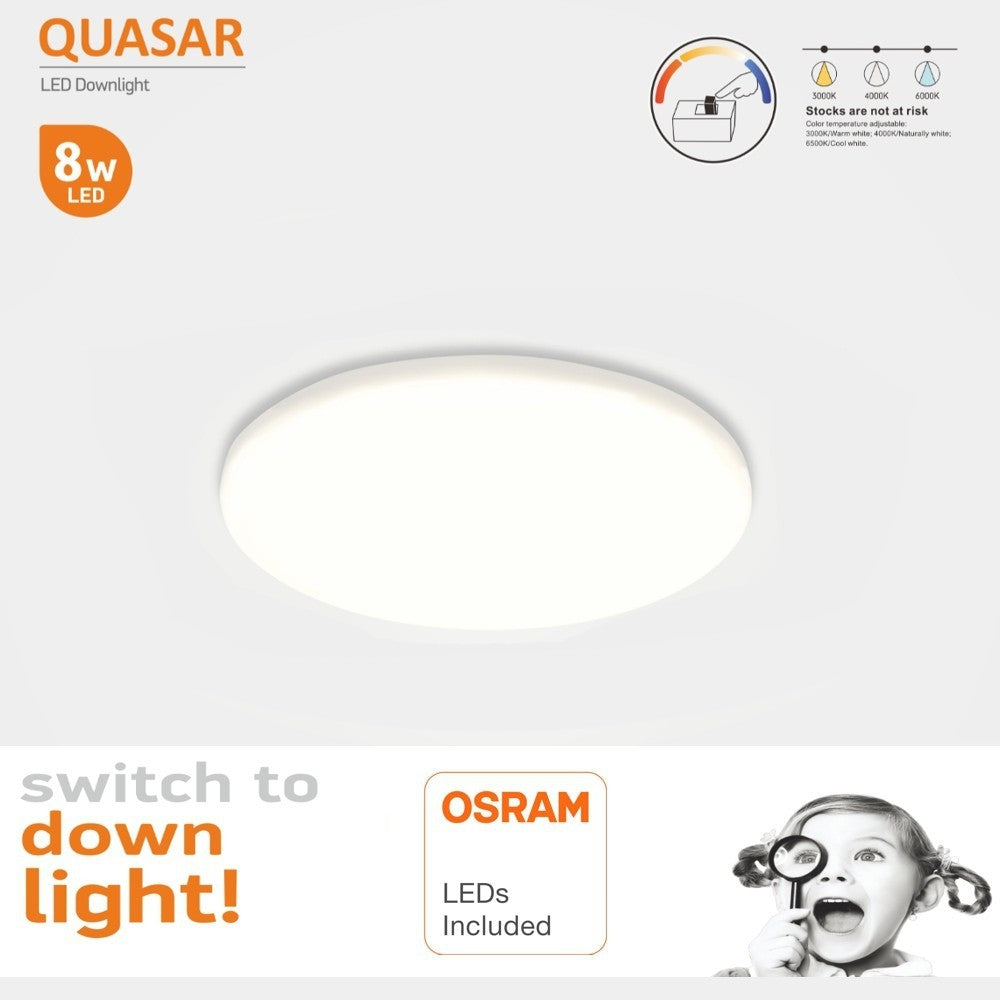 Luminaria TODO EN UNO. Downlihgt LED con selector de color de luz (cálida, neutra o fría), NO Flicker (sin parpadeos), Driver integrado, Sistema mejorado de disipación térmica.