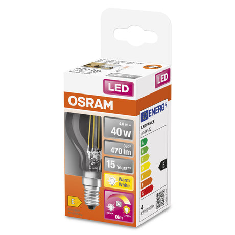 Ledvance/Osram Bombilla LED "Classic" E14 4W 470Lm 2200…2700K 320º IP20 Regulable