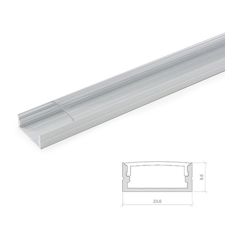 Perfíl de Aluminio para Tira de LEDs Doble - Difusor Opal - Tira de 2 Metros