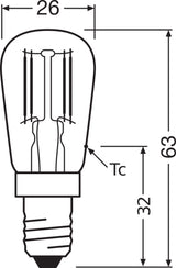 Ledvance/Osram Bombilla LED "Special" E14 1,3W 110Lm 2700K 300º IP20