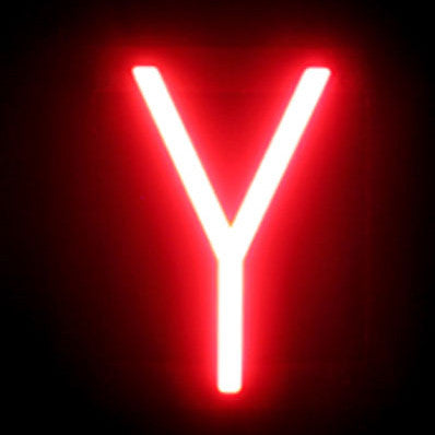 Letra LED Neon "Y"  Ancho 105mm Alto 161mm Fondo 38mm