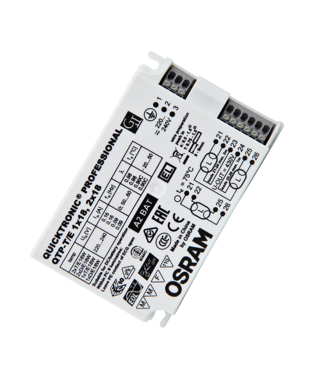 Ledvance/Osram QuickTronic QTP CFL  QTP-T/E 1X18,2X18/220-240V