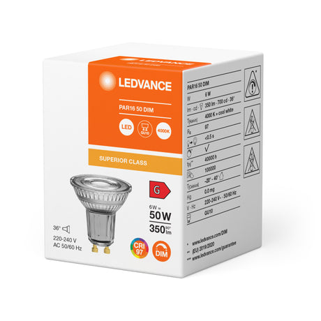 Ledvance/Osram Bombilla LED Spot GU10 6W 350Lm 4000K 36º IP20 Regulable