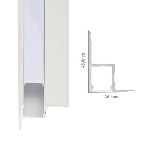 Perfíl de Aluminio para LEDS Instalación Techos Falsos - Difusor Opal -Tira de 1 Metro