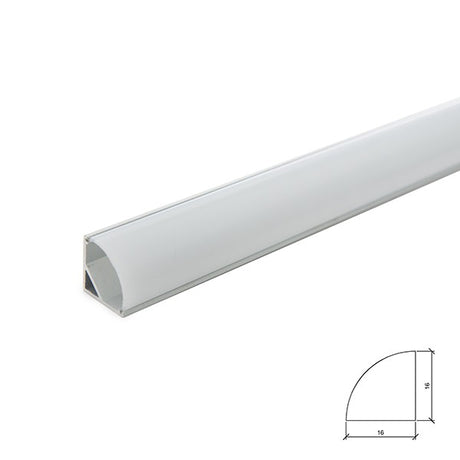 Perfíl Aluminio para Tira LED Instalación Esquinas - Difusor Opal x 1M