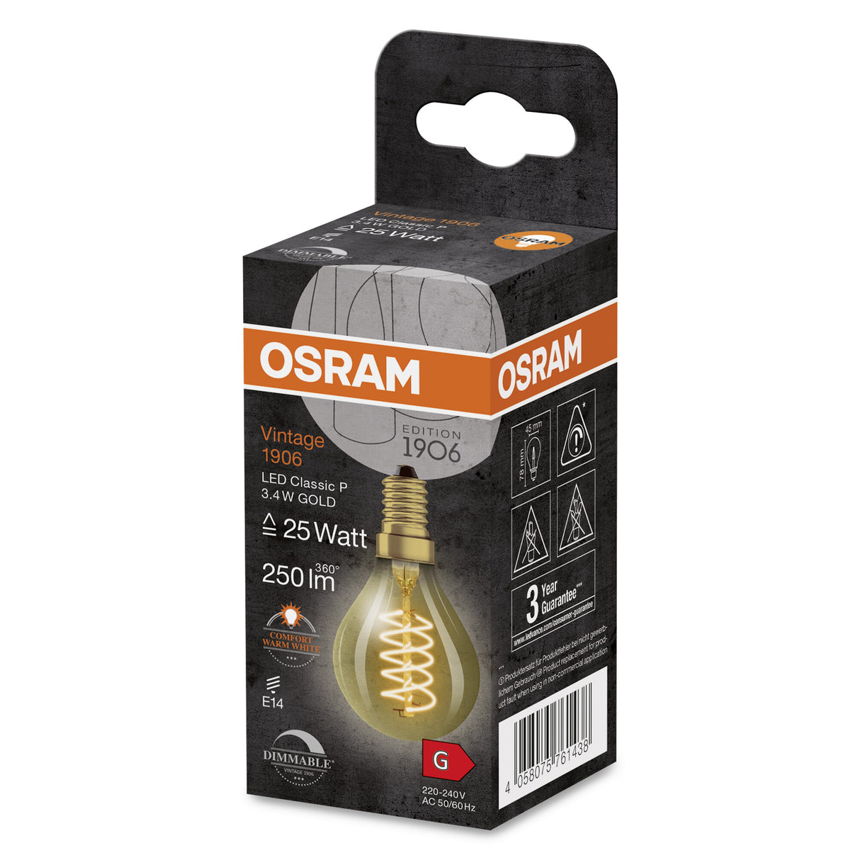 Ledvance/Osram Bombilla LED "Classic" E14 3,4W 250Lm 2200K 320º IP20 Regulable