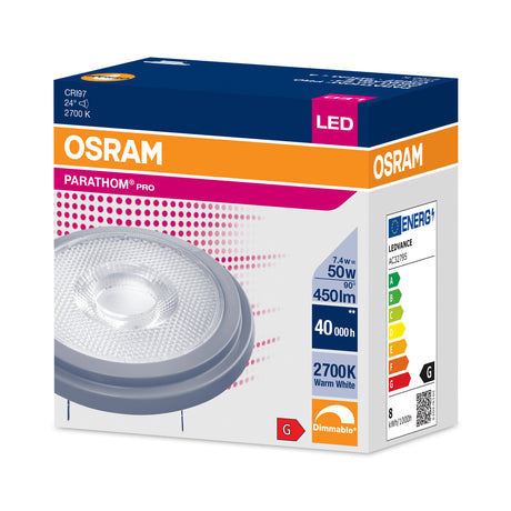 Ledvance/Osram Bombilla LED Spot G53 7,4W 450Lm 2700K 24º IP20 Regulable