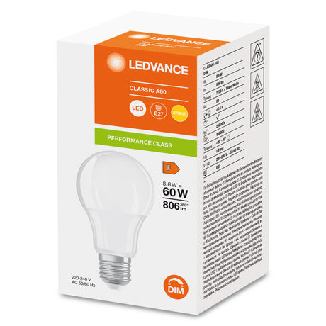 Ledvance/Osram Bombilla LED "Classic" E27 8,8W 806Lm 2700K 200º IP20 Regulable