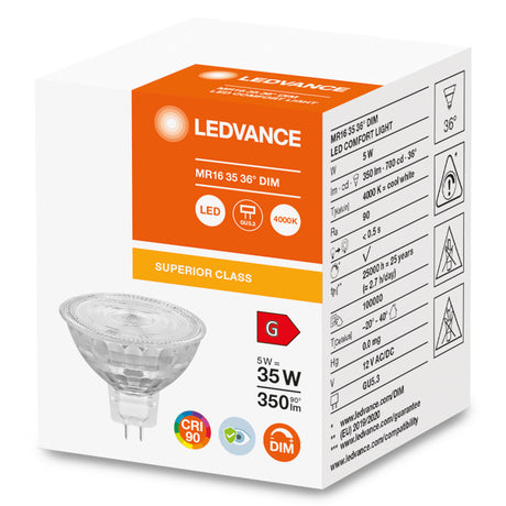 Ledvance/Osram Bombilla LED Spot GU5,3 5W 350Lm 4000K 36º IP20 Regulable