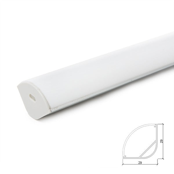 Perfíl de Aluminio para Tira de LEDs - Difusor Opal - Tira de 2 Metros