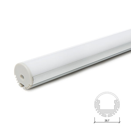 Perfíl de Aluminio para LEDS Suspendible - Difusor Opal -Tira de 2 Metros